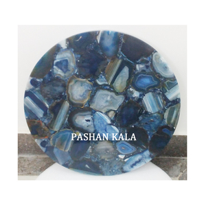 Extracteur indien en Agate bleue, forme ronde, décoration de Table basse, prévente - Product Image 1