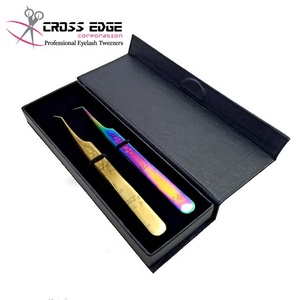 Pincettes professionnelles à 90 degrés et 45 degrés, pinces à épiler avec étui, Logo personnalisé, 20 pièces - Product Image 1