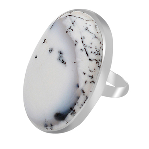 แหวนพลอยโอปอล Dendrite วงรี925แหวนเงินสเตอร์ลิงพร้อมตัวเรือนชุบเงินแหวนแฟชั่นคลาสสิกสำหรับทุกเพศ - Product Image 4