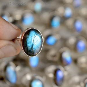 Natural Labradorite Gemstone Silver <b>Overlay</b> Ring Wholesale <b>Blue</b> Fire Labradorite German Silver Ring Gemstone - Product Image 4