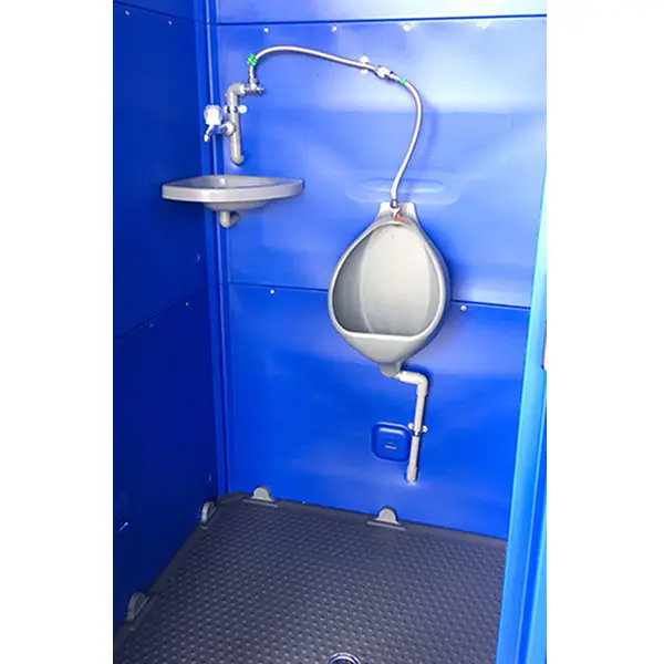 Durable plastic flush mains connecting urinal and portable urinal for outdoor party event