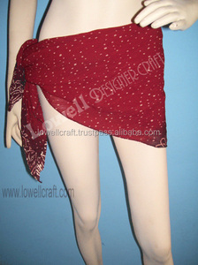 Falda de Playa con Flecos Triangulares Arrugados, Estilo Sarong, Falda Cruzada para Mujer, Manga Corta, Material de Seda y Poliéster para Verano - Product Image 2