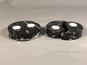 Bougies chauffe-plat Yin Yang noires fantaisie de haute qualité Fossil, faites à la main, 20x5cm, pour la décoration de la salle de bain et de la maison - Product Image 2