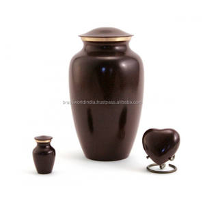 Ensemble d'urnes funéraires en laiton rouge de style américain avec un design rose élégant et classique - Product Image 4