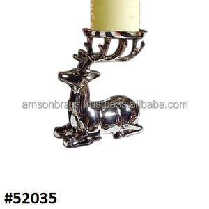 Portavelas de plata brillante de Metal para decoración de Navidad, mesa decorativa, par de renos, portavelas, portavelas, ciervo - Product Image 5
