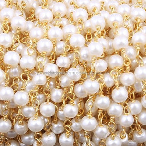 Chaîne de chapelet en perles plaquées or de 3-4 mm pour cadeau de mariage ou d'anniversaire - Product Image 3