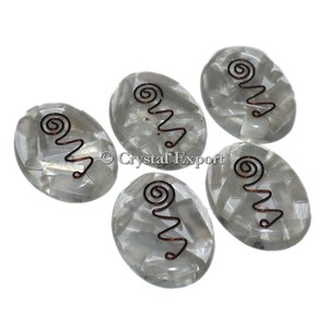 Nueva Llegada Selenita Orgón Tallado Oval Cabs Ágata Piedra Preciosa Estilo de Amor Técnica Hecha A Mano - Product Image 1