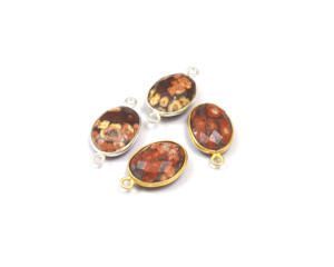 Jasper Hermosa piedra preciosa natural Joyería hecha a mano Forma ovalada con bisel chapado en oro Piedra natal Conector bohemio - Product Image 3