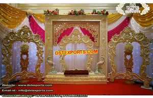 จัดงานแต่งงานที่สวยงามสีทองแผนกต้อนรับเวทีเวทีอินเดียเวทีแต่งงานฮินดู - Product Image 5