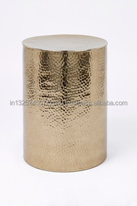Aluminum Silver Hammered Side Table - Product Image 2