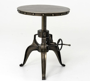 Ensemble de table à manivelle vintage industrielle moderne et antique Base en métal réglable à la main avec dessus en marbre de luxe Salles à manger Meubles de maison - Product Image 1