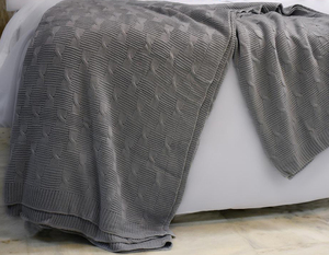 Luxury <b>100</b>% Cotton Knit Blanket Throw Beautiful Plain Knit with Dark Grey Custom Size for Babies Throw Blanket - Product Image 5