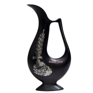 Florero de estilo antiguo de alta calidad, jarrón de flor individual de metal negro grabado de plata, diseño hecho a mano, precio al por mayor - Product Image 1