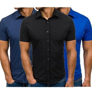 OEM ที่กำหนดเองแขนสั้นบางติดตั้งเสื้อชุดสำหรับผู้ชาย - Product Image 1