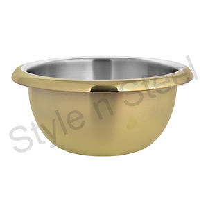 Bol de restaurant bol à salade de fruits bol or en acier inoxydable de qualité alimentaire élégant isolé thermiquement mélange de salade de riz - Product Image 1