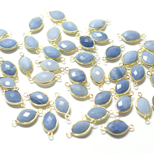 <b>Blue</b> <b>Opal</b> Marquise Shape 925 Sterling Silver Bezel Gold Plated Connector Handmade Jewelry Making - Product Image 4