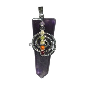 Chakra Flat Pencil Reiki Pendant with Agate for Children - Product Image 1
