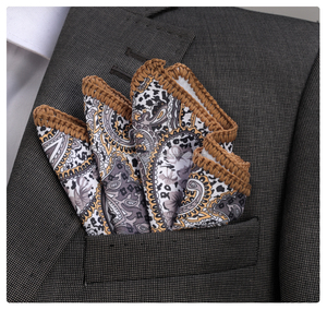 Pochette Paisley gris, carré de poche - Product Image 1