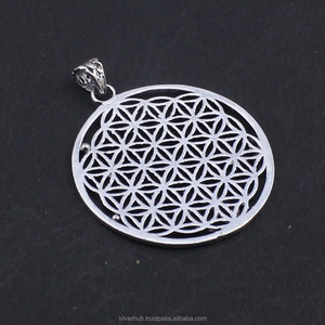 Collier à breloques pendentif rond simple produit chaud925 bijoux en argent sterling fait à la main collier en gros pendentifs d'usage quotidien - Product Image 1