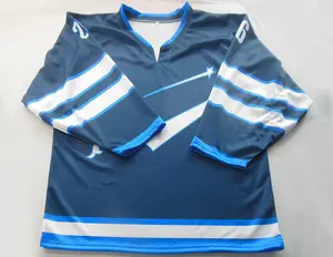 Tonton spor özel renk jersey hokey numarası ile 100% Polyester özel baskılı buz hokeyi Jersey
