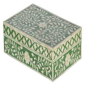 Caja de regalo de almacenamiento con incrustaciones de hueso de madera de diseño antiguo, adorno elegante para muebles de sala de estar con diseño de joyero con incrustaciones de hueso - Product Image 1