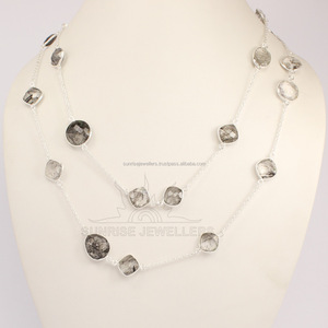 Collier en argent sterling 925 avec ambre naturel et pierres précieuses multicolores, chaîne à maillons religieuse, serti, longueur personnalisable - Product Image 5