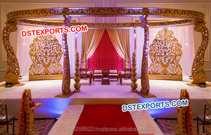 Mandaps jumeaux en bois pour mariage, artisanat, mandap en bois, cérémonie indienne gujaratienne, mandap en bois pour mariage, décoration d'événements en Australie - Product Image 5