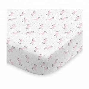 1100% ensemble de draps de lit de bébé en coton standard uni et imprimé en jersey simple biologique drap de lit ajusté personnalisé de haute qualité - Product Image 2