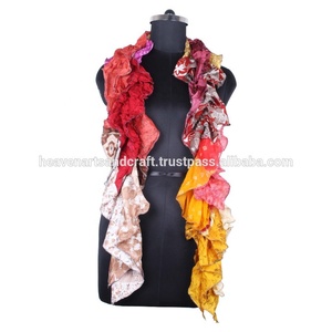 Vintage Style <b>Silk</b> Stole Frill <b>Scarves</b> Stole Trendy Design Stole for Girls SC0402 <b>Silk</b> Stole Frill <b>Scarves</b> Sari Patches <b>Scarf</b> - Product Image 2