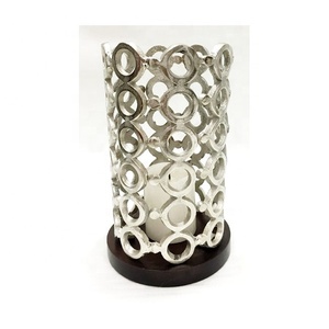 Bougeoir en métal doré avec BASE en bois, support de bougie décorative pour la maison, meilleur vente - Product Image 1