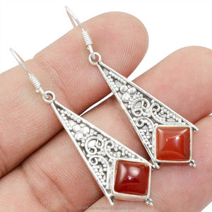 Pendientes de plata de ley 925 hechos a mano, cornalina - Product Image 1