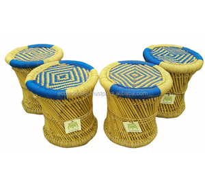 Taburete otomano de bambú Natural 2024, taburete otomano hecho a mano para reposapiés, consola con incrustaciones de hueso, taburete bajo - Product Image 1