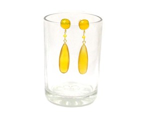Calcédoine jaune en forme de poire plaqué or naturel Multi pierres précieuses fabrication de bijoux faits à la main ensemble de boucles d'oreilles - Product Image 4