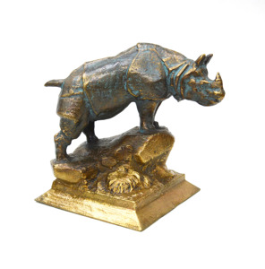 STATUE d'exercices miniatures en résine, sculpture de jardin, décoration de la maison, statue d'animaux de Rhino - Product Image 1