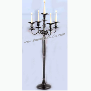 Candelabro de Mesa de Boda de Metal Negro con Recipiente para Flores, Acabado Pulido Plateado, Hecho a Mano, Tamaño Personalizado para Decoración del Hogar - Product Image 2