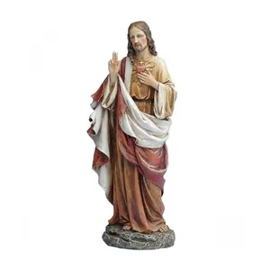 Resina pintada a mano Jesús Sagrado Corazón figura Santo estatua