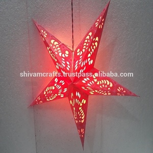 Lámparas/Linternas Decorativas de Papel con Estampados de Ganesh en Colores Variados, 5 Puntas, 60 cm, LAXMANS PSL-075 para Navidad, Venta al por Mayor desde India - Product Image 2