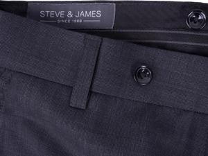 Meilleure vente Pantalon en laine de haute qualité Steve James Pantalon pour homme avec fermeture éclair Respirant Caractéristique Pantalon à carreaux noirs Costumes - Product Image 5