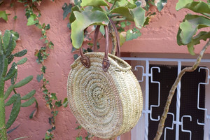 Round <b>Handbag</b> with Leather Handles - Product Image 6