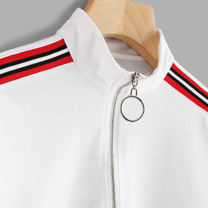 เสื้อครอปแบบสวมศีรษะสำหรับสตรี,ชุดแฟชั่นคอกลมแขนยาวสีพื้น - Product Image 2