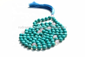 Collier de 108 perles fait à la main Yoga Mala de haute qualité avec des chaînes de perles d'artiste indien nouées avec des pierres précieuses pour cadeau - Product Image 4