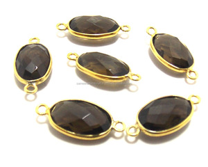 925 Sterling Silver Smoky Quartz Handmade Bezel Connector for Assembling Jewelry Charm Style Metal Findings mm <b>Bead</b> Size - Product Image 3