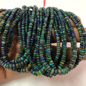 4mm 5mm naturel éthiopien noir opale lisse Rondelle perles de pierre précieuse brin pour la fabrication de bijoux réglage collier Bracelet en ligne - Product Image 1