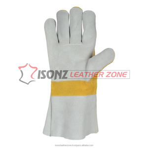 Guantes DE SEGURIDAD Tig divididos de vaca resistentes al calor personalizados Guantes de soldadura antideslizantes de cuero genuino anticorte antiimpacto - Product Image 3