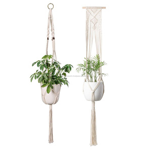 Cintre pour plantes en macramé fait à la main 2024 coton à la mode dans 2 porte-pots design avec plusieurs motifs pour la décoration de la maison d'Inde - Product Image 1