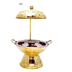 Plato de frotamiento de forma redonda chapado en oro para servir en la cocina del Hotel, para servir arroz, servir Buffet, plato de frotamiento - Product Image 3