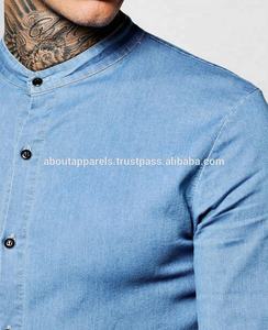 เสื้อยีนส์แขนยาวสำหรับผู้ชาย, ใหม่เสื้อยีนส์ผ้าฝ้ายน้ำหนักเบาออกแบบได้เอง - Product Image 3