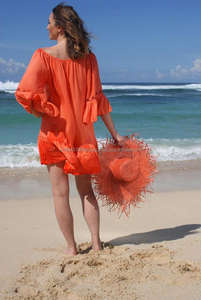 Robe de plage élégante à volants pour femmes, en broderie florale, décontractée, style bohème, une pièce, Cover-Up, Kaftan, tunique, vêtement de plage, nouvelle collection - Product Image 3