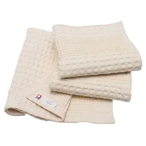 [Wholesale Products] HIORIE Imabari brand Towel Cotton 100% Waffle Towel Hand Towel 34cm*80cm 88g 350 GSM Honeycomb Beige