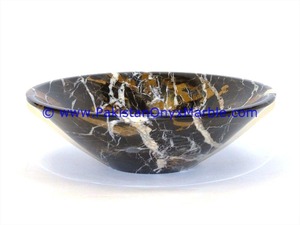 Bol à fruits en marbre au design moderne, plat en marbre noir et or, assiettes à gâteau - Product Image 2